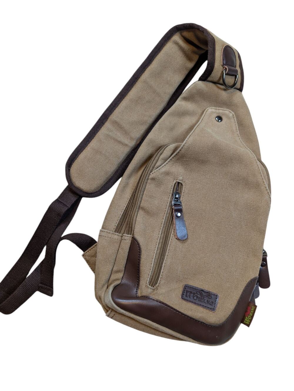 Wowang 10 Inch Tablet Crossbody Bag Purse Beige Canvas Boho School Organizer